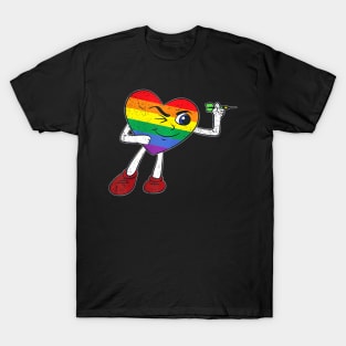 Lgbt Q Sport Gay Pride Flag Rainbow Heart Dart Men Women T-Shirt